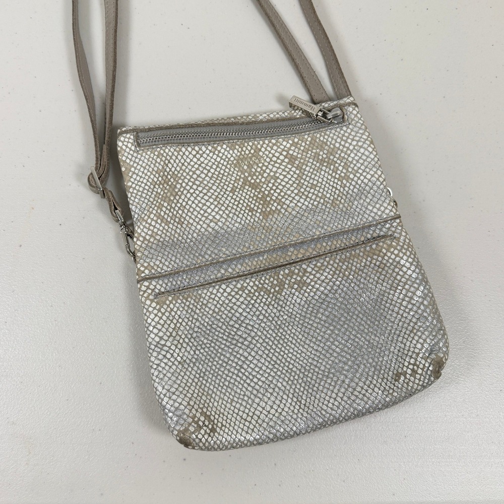 Hammitt Crossbody Bag Silver Python Embossed Leat… - image 4